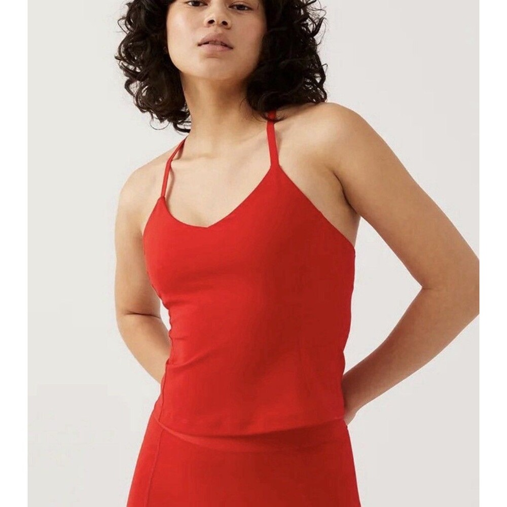 Outdoor Voices Women’s Size Large Red Halter Cami Tank Top Built-in Bra no pads
